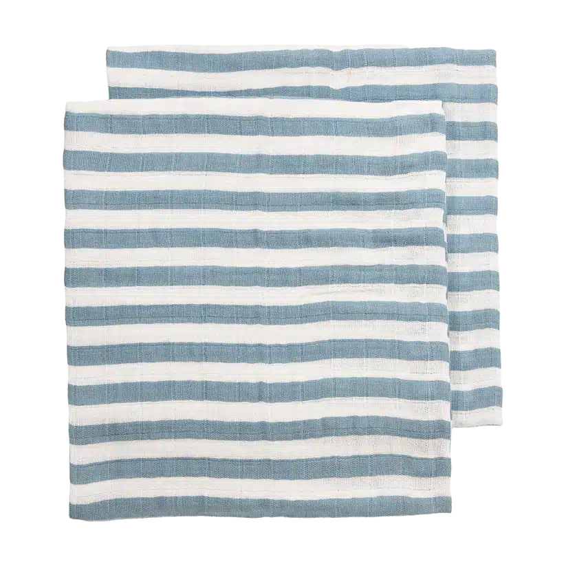 Meyco - Hydrofiele doeken pre-washed Fat Stripe Jeans Blue 70x70cm - 2-Pack