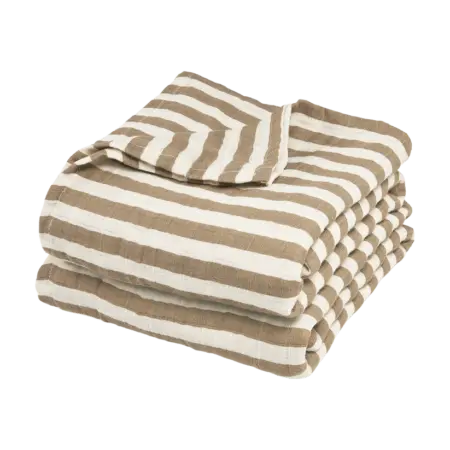 Meyco - Hydrofiele doeken pre-washed Fat Stripe Taupe 120x120cm - 2-Pack