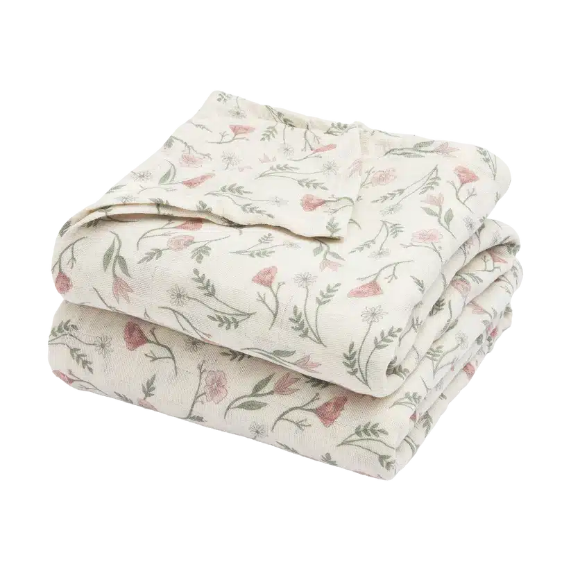Meyco - Hydrofiele doeken pre-washed Flower Multicolour 120x120cm - 2-Pack