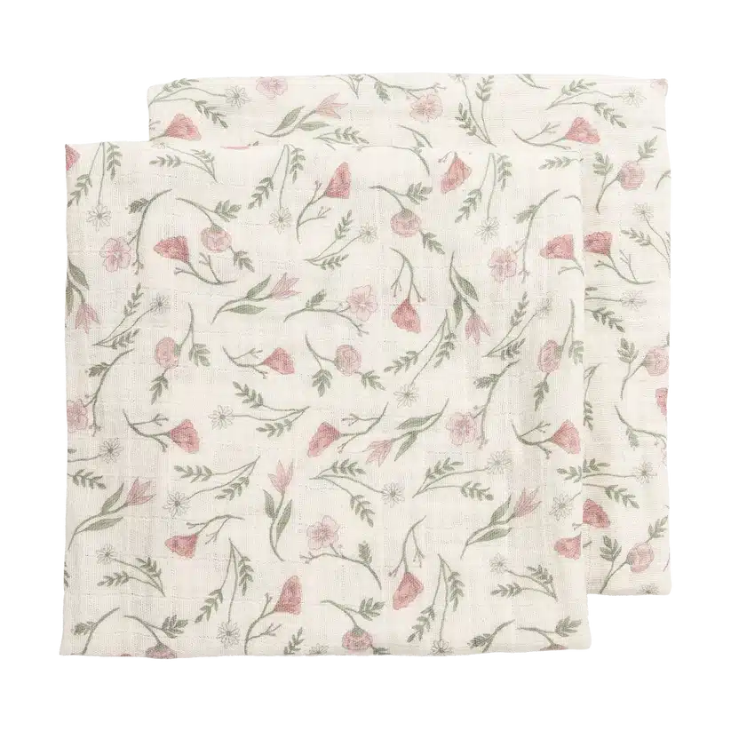 Meyco - Hydrofiele doeken pre-washed Flower Multicolour 70x70cm - 2-Pack