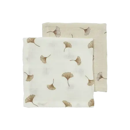 Meyco - Hydrofiele doeken pre-washed Ginkgo Offwhite/Soft sand 30x30cm - 2-Pack