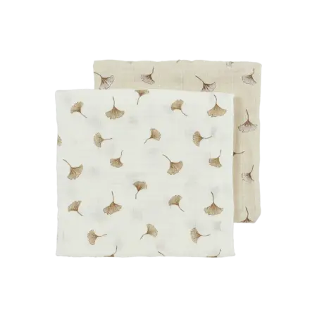 Meyco - Hydrofiele doeken pre-washed Ginkgo Offwhite/Soft sand 70x70cm - 2-Pack