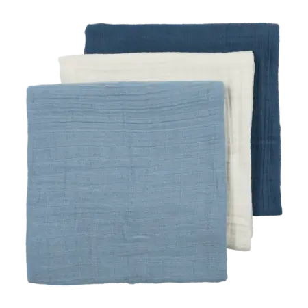 Meyco - Hydrofiele doeken pre-washed Natural/jeans blue/indigo 70x70cm - 3-pack