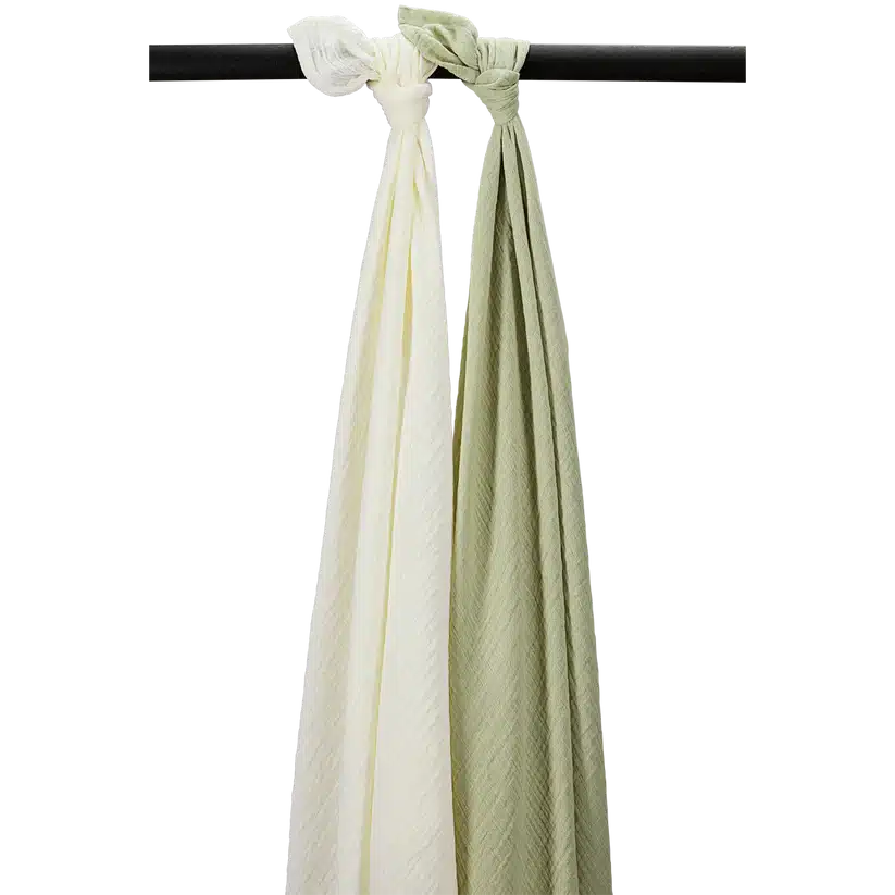 Meyco - Hydrofiele doeken pre-washed Natural/Soft Olive 120x120cm - 2-Pack