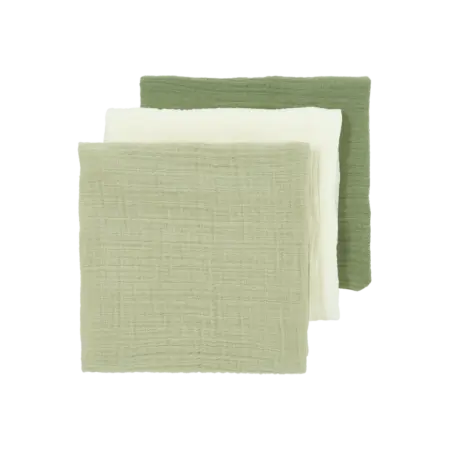 Meyco - Hydrofiele doeken pre-washed Natural/Soft Olive/Olive Green 70x70cm - 3-pack