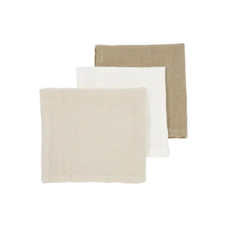 Meyco - Hydrofiele doeken pre-washed Offwhite/Soft Sand/Taupe 30x30cm - 3-Pack