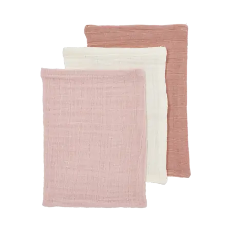 Meyco - Hydrofiele doeken pre-washed Soft Rose/Rose/Natural 20x17cm - 3-Pack