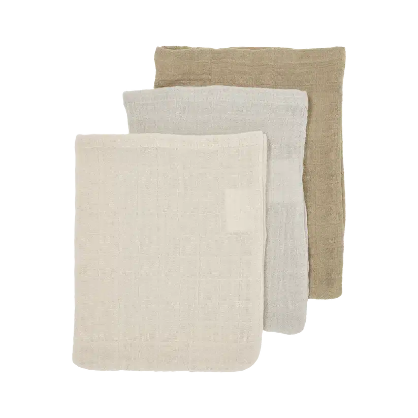 Meyco - Hydrofiele doeken pre-washed Soft Sand/Greige/Taupe 20x17cm - 3-Pack