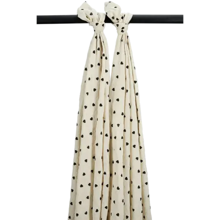 Meyco - Hydrofiele doeken pre-washed Sweet Heart Soft Sand/Black 120x120cm - 2-Pack