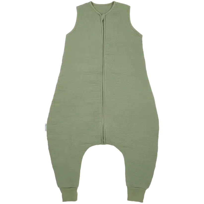 Meyco - Slaapzak jumper gevoerd pre-washed hydrofiel Uni Olive Green 80cm