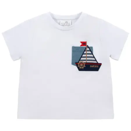 Natini - Tshirt met zakje en boot - Wit