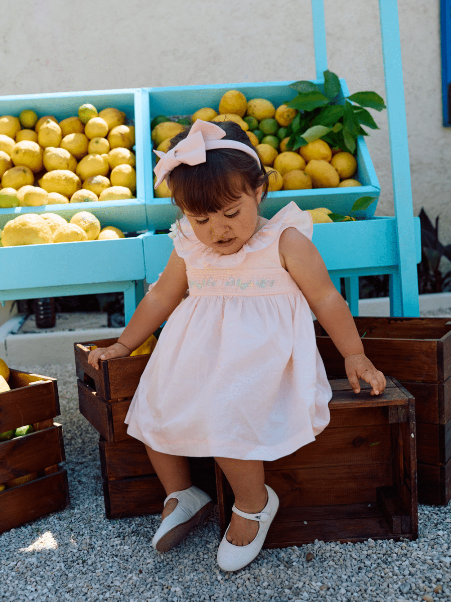 Patachou - Kleedje met geborduurde bloemen - Zalm
