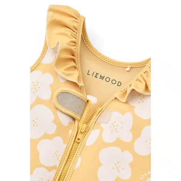 Liewood - Dove Swim Vest with Frills - Flower / Lemon Yellow - 15-19KG