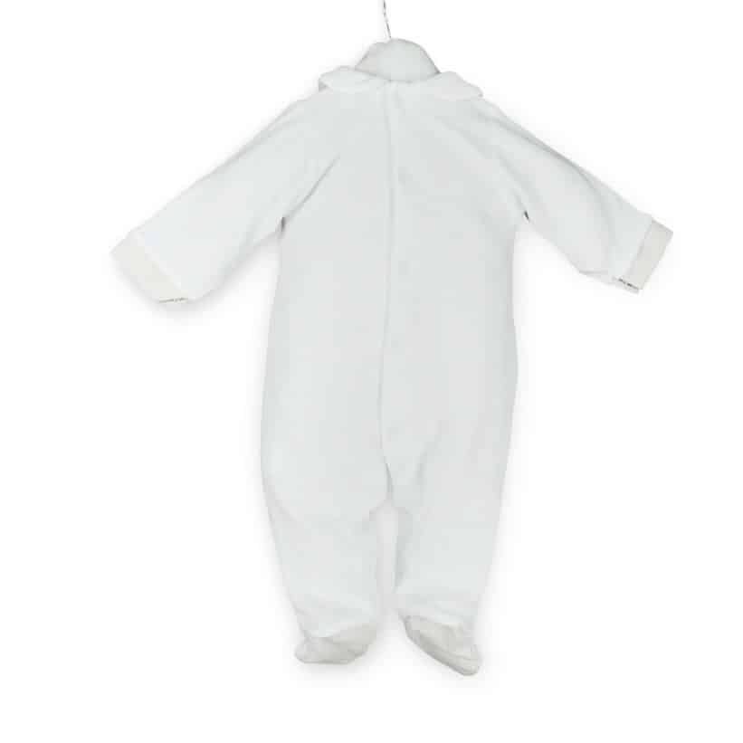 Living Nature - Babypakje Bo velours wit details in streepjes beige wit
