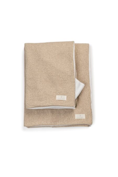Living Nature - Deken David losange camel /fleece wit 100x150 cm