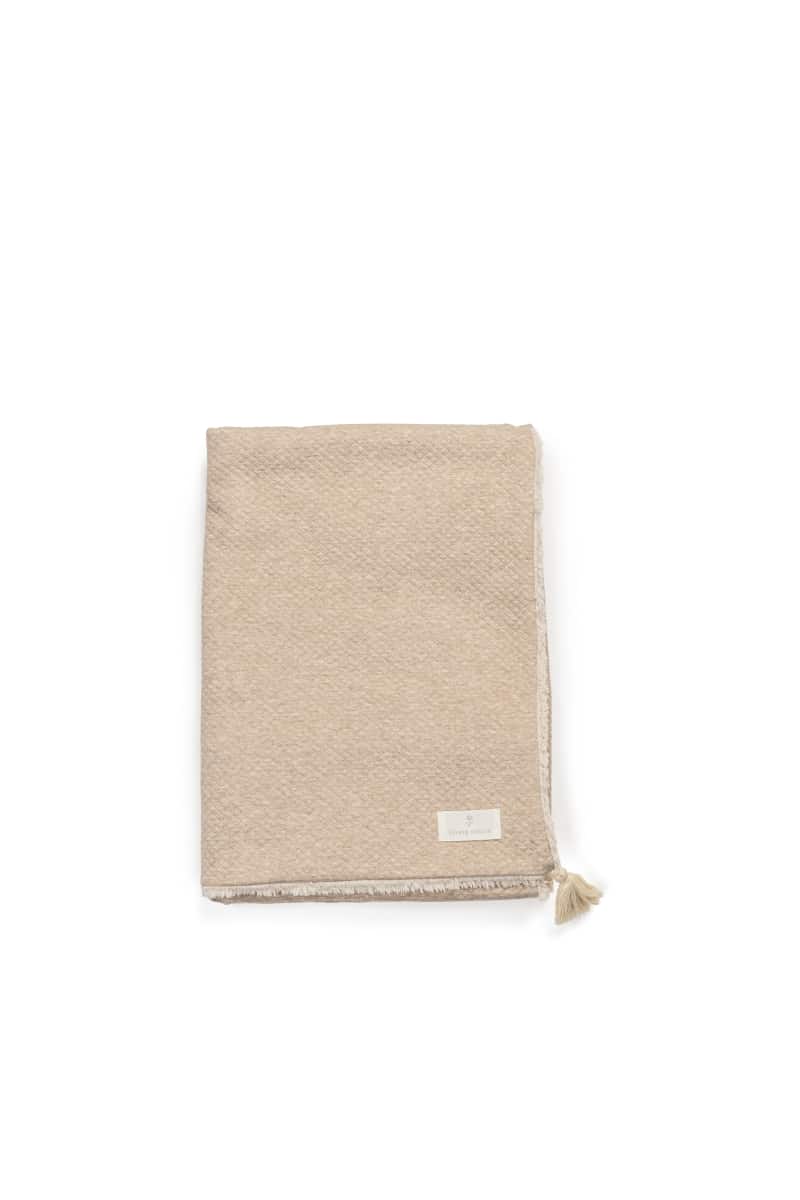 Living Nature - Deken Dora losange camel/poile 80x100 met flosh