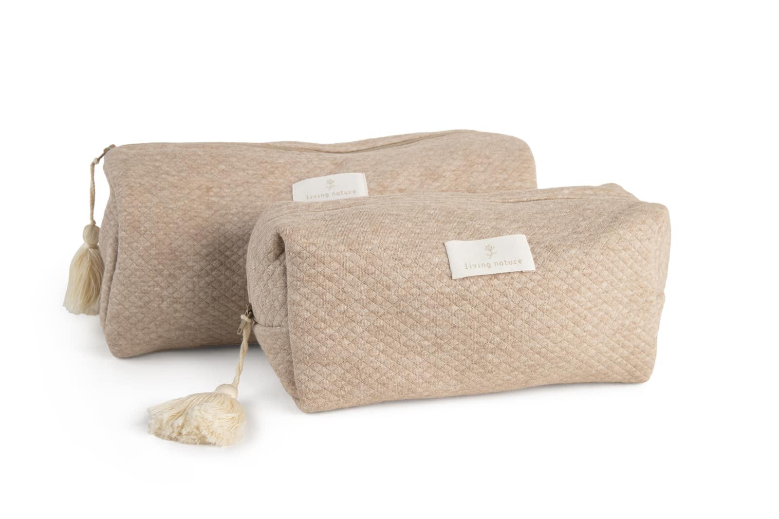Living Nature - Toilettas model L Charlotte losange beige met flosh