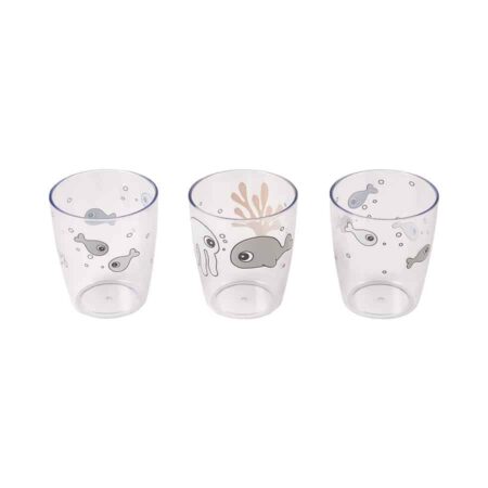 Done by Deer - Yummy mini glass 3 pcs, Sea friends, Mustard/Grey