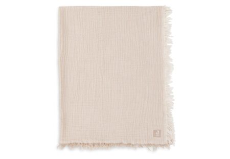 Jollein - Deken Ledikant 120x120cm Fringe Stripe Biscuit/Ivory GOTS