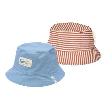 Little Dutch - Bucket hat - Blauw - Ocean brown stripes