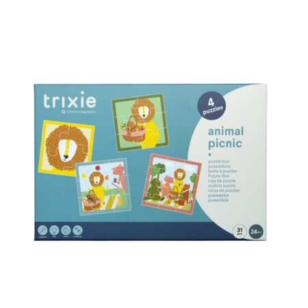 Trixie - Puzzeldoos - Dieren picknick - 4 puzzels