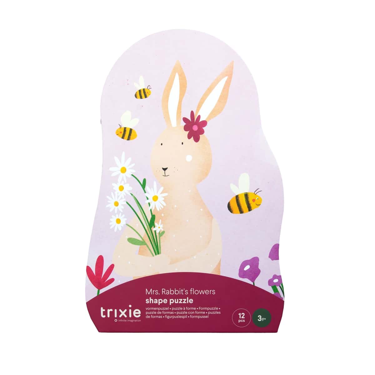 Trixie - Vormenpuzzel - Mrs. Rabbits bloemen - 12 stuks