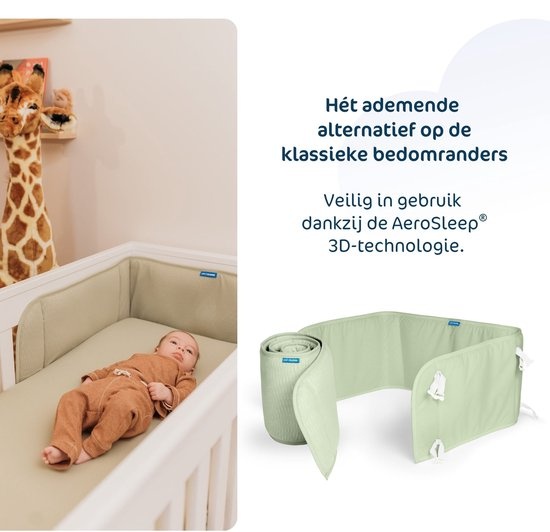 AeroSleep - Sleep Safe Bed Bumper Olive 180 x 60 cm
