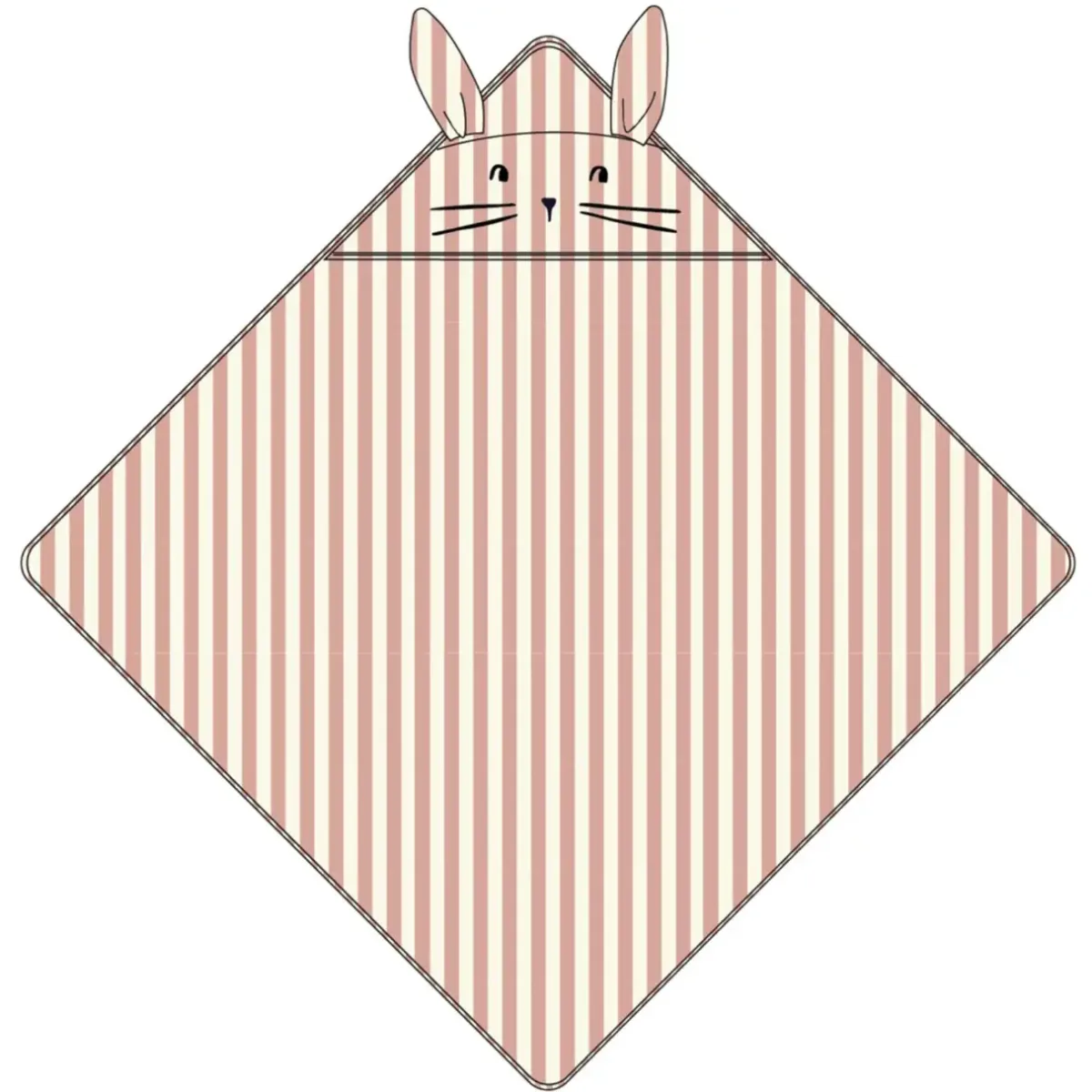 Liewood - Albert Hooded Towel - Coral Blush / Creme De La Creme Stripe