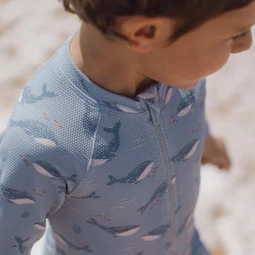 Little Dutch - Zwemsuit met lange mouwen Ocean Splash - blauw