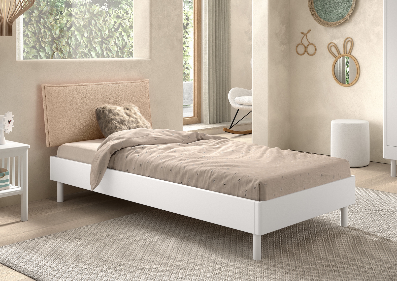 VIPACK - FORREST BED 90 x 200 cm BEUK WIT BOUCL?