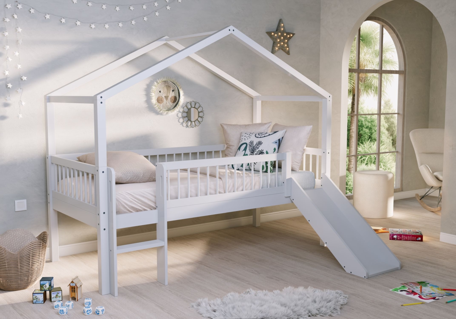 VIPACK - FORREST HUISBED MET GLIJBAAN 90 x 200 cm BEUK WIT