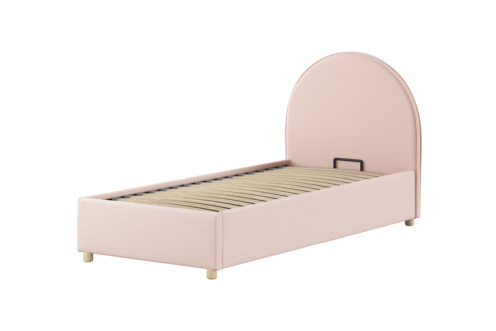 VIPACK - MOON STORAGE BED 90 x 200 cm BOUCL? ROZE