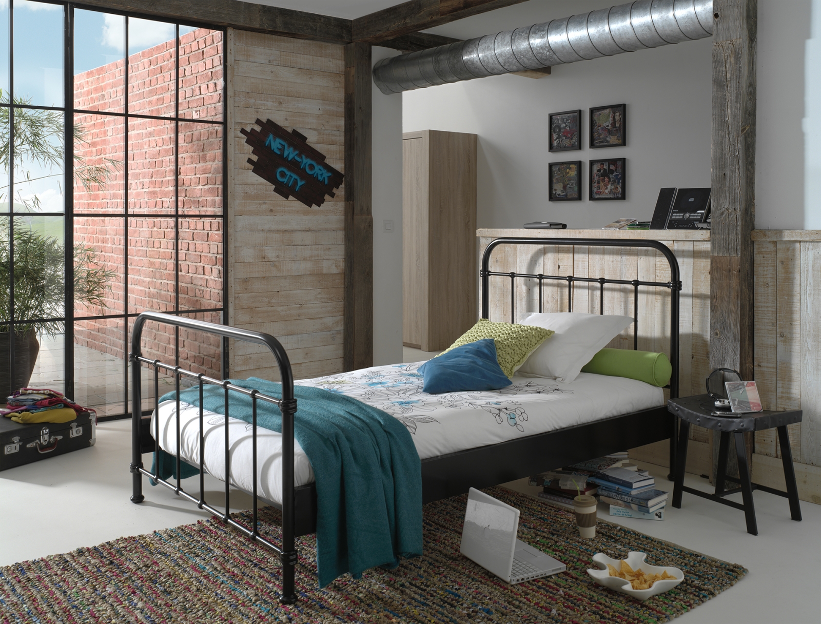 VIPACK - NEW YORK BED 120 x 200 cm ZWART
