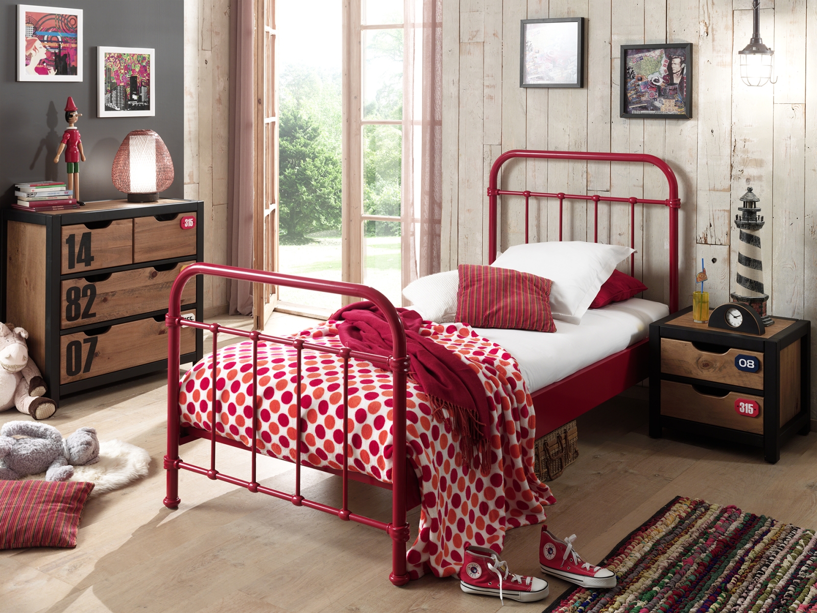 VIPACK - NEW YORK BED 90 x 200 cm ROOD