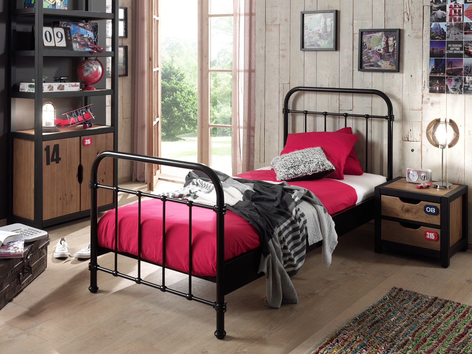 VIPACK - NEW YORK BED 90 x 200 cm ZWART