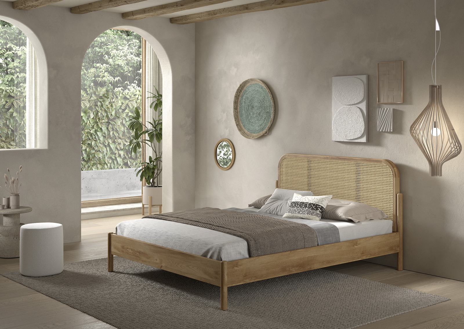 VIPACK - OLIVE BED 160 x 200 cm ROTAN EIK