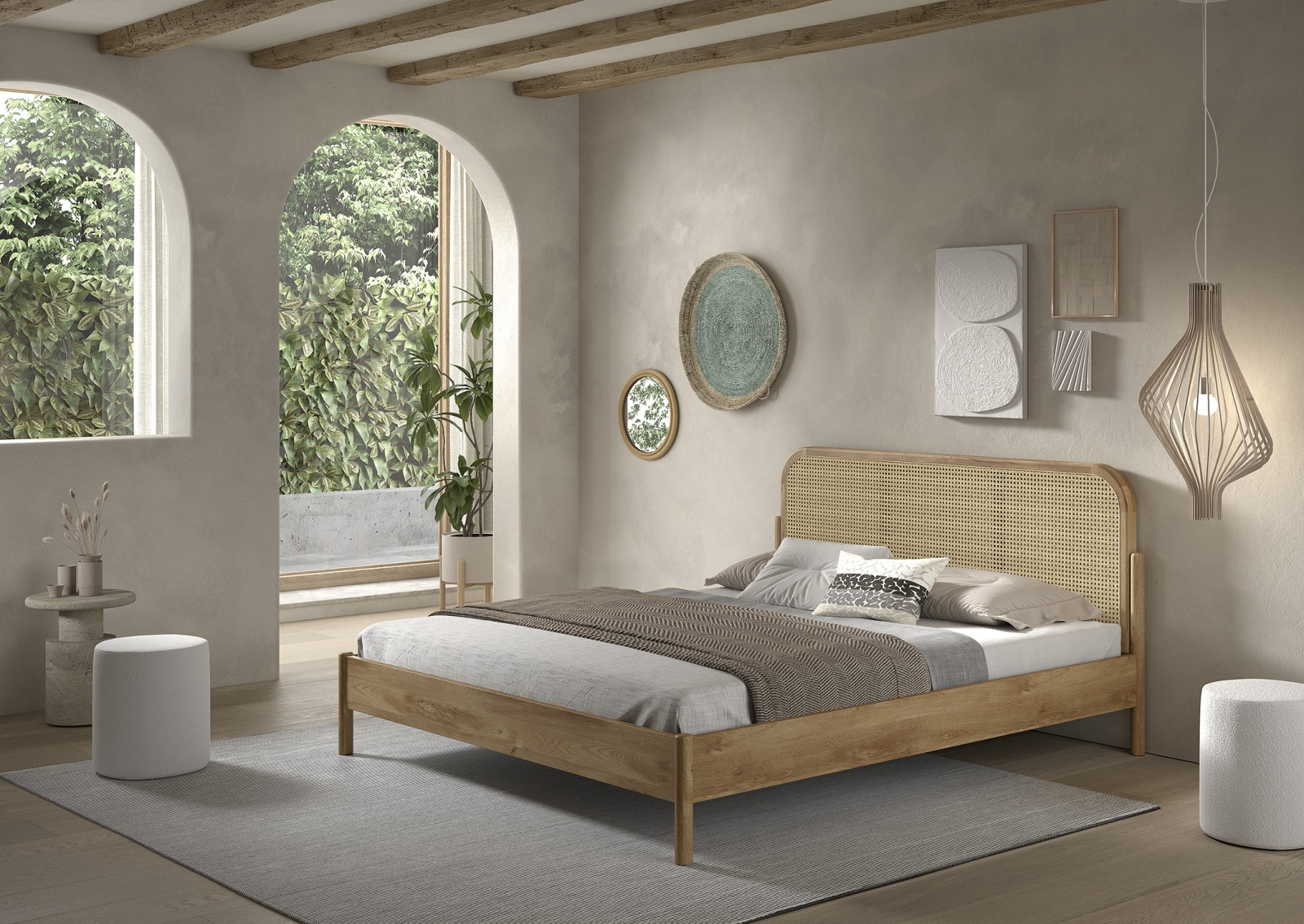 VIPACK - OLIVE BED 180 x 200 cm ROTAN EIK
