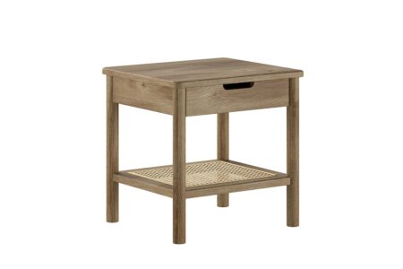 VIPACK - OLIVE NACHTTAFEL MET LADE ROTAN EIK