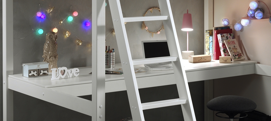VIPACK - PINO BUREAU VOOR MEZZANINE 90/140 cm WIT