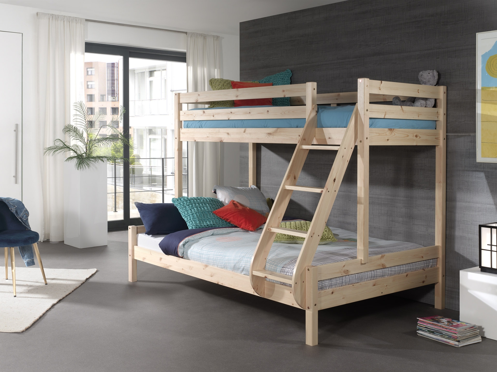 VIPACK - PINO FAMILIEBED 140 x 200 cm + 90 x 200 cm NATUUR