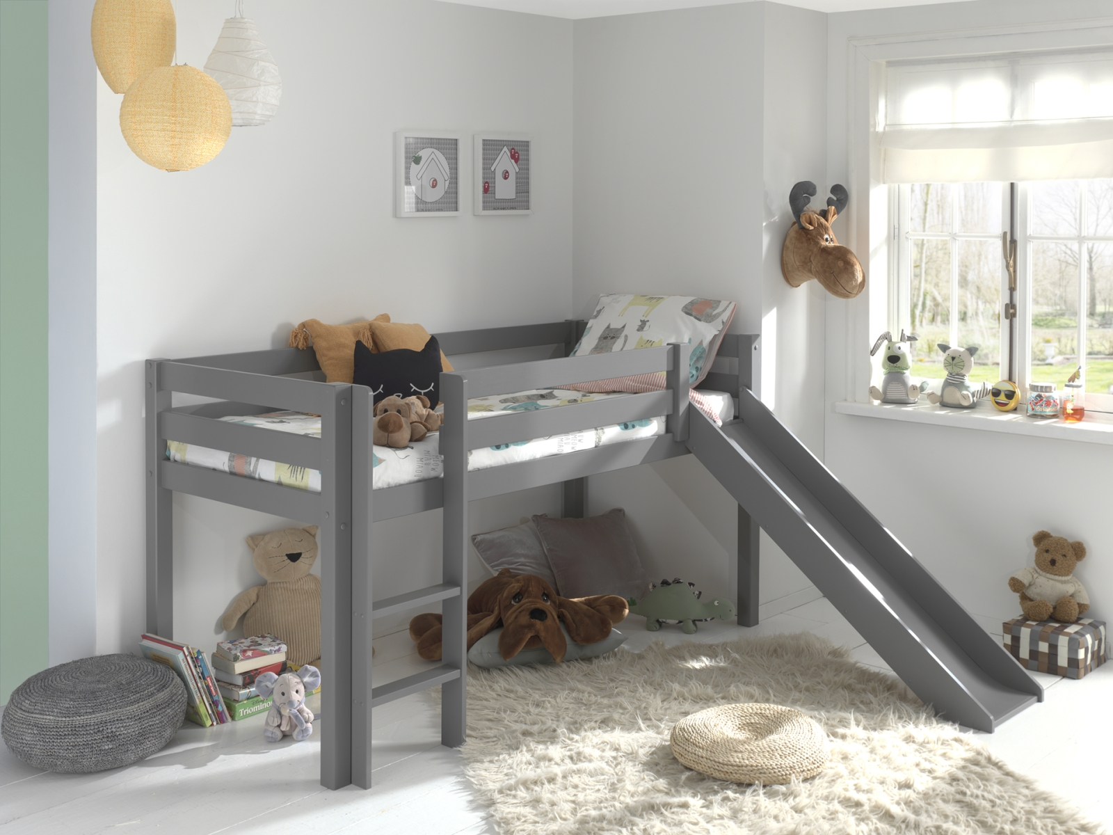 VIPACK - PINO HALFHOOGSLAPER MET GLIJBAAN 90 x 200 cm GRIJS