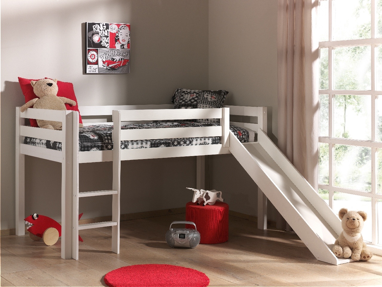 VIPACK - PINO HALFHOOGSLAPER MET GLIJBAAN 90 x 200 cm WIT