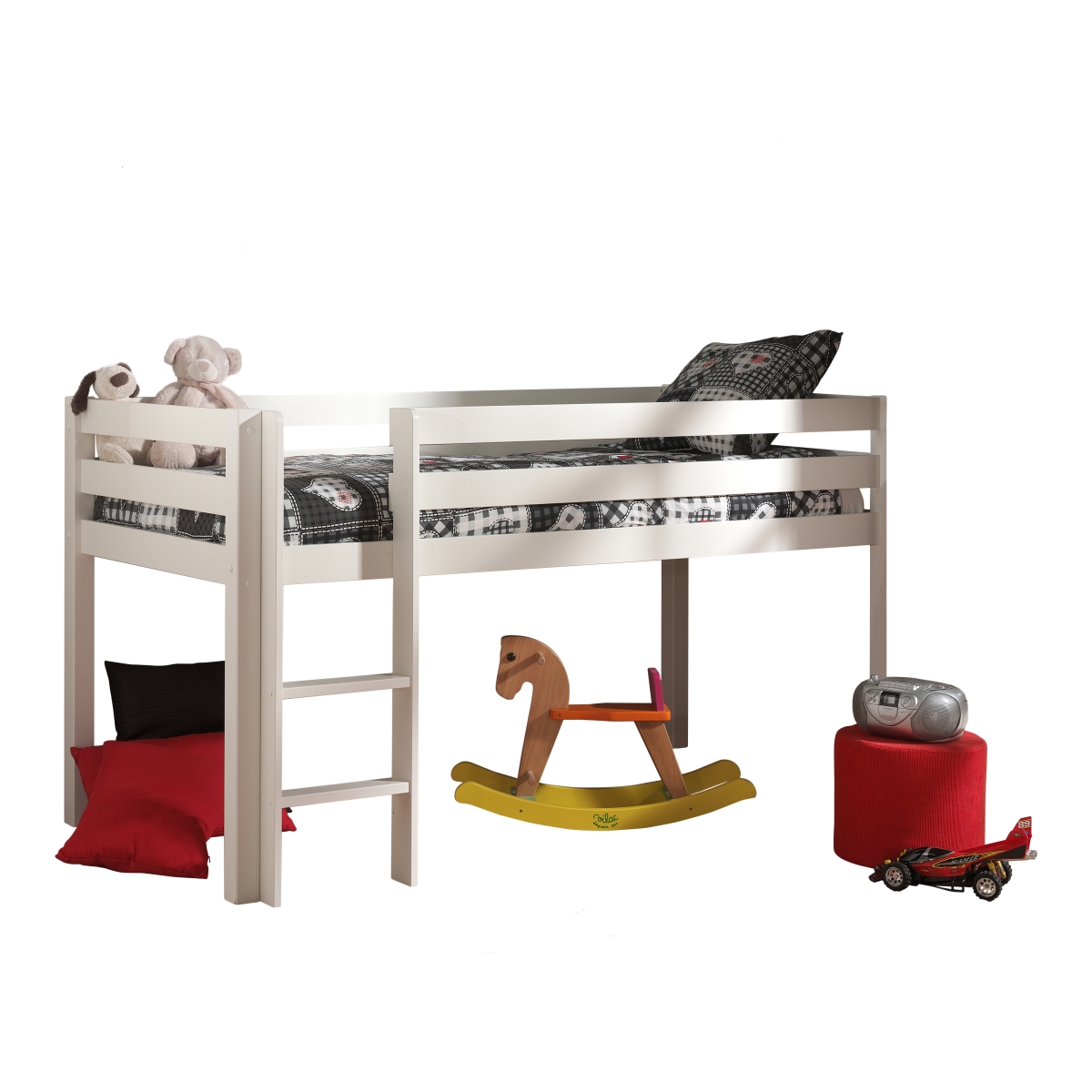VIPACK - PINO HALFHOOGSLAPER MET LADDER 90 x 200 cm WIT