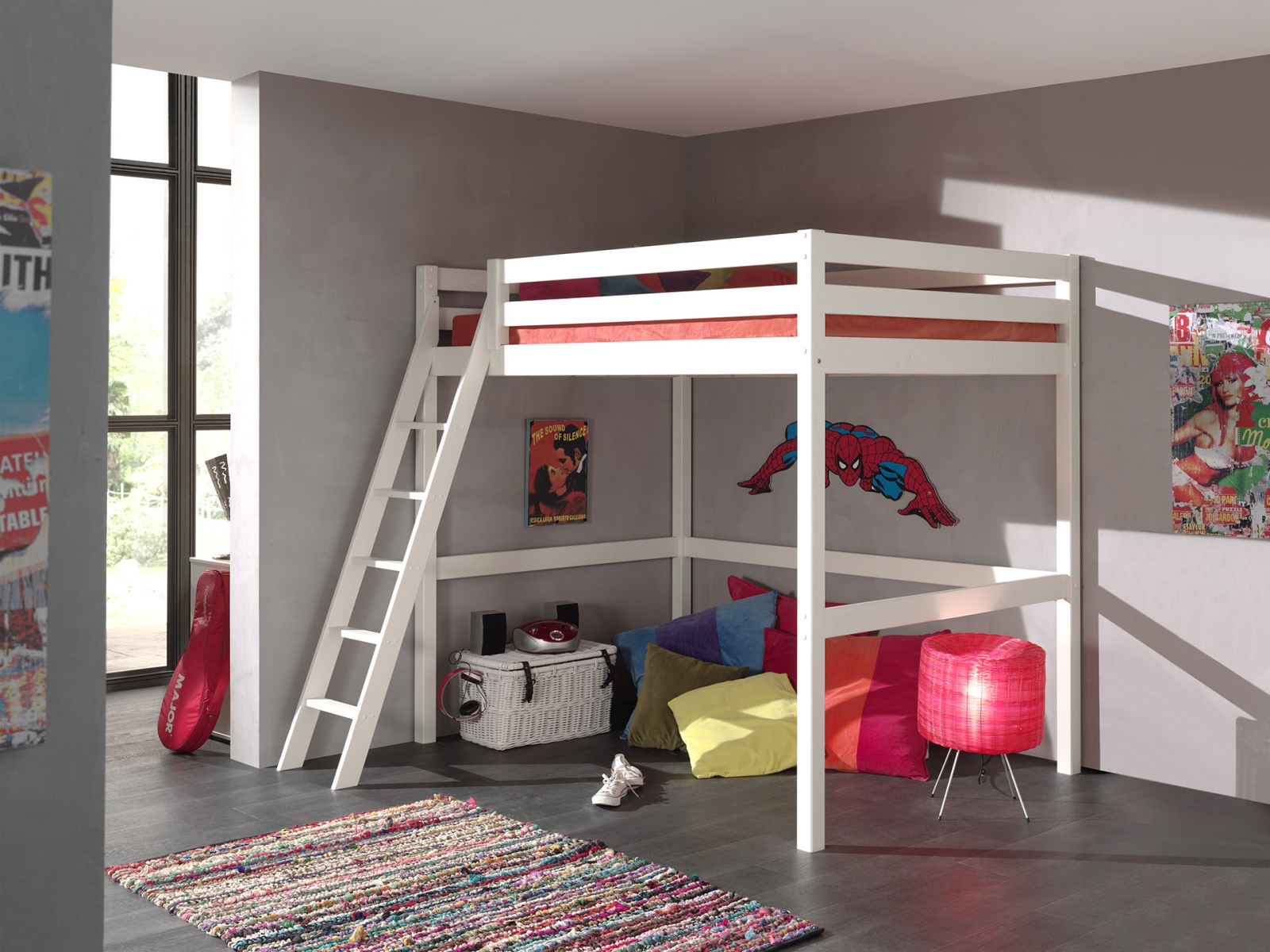 VIPACK - PINO MEZZANINE BED 140 x 200 cm WIT