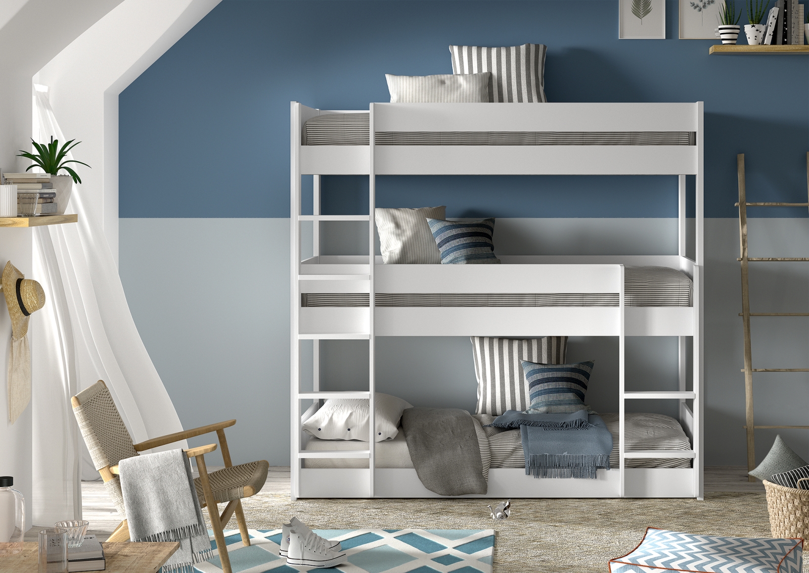 VIPACK - SCOTT TRIPLE STAPELBED 90 x 200 cm WIT