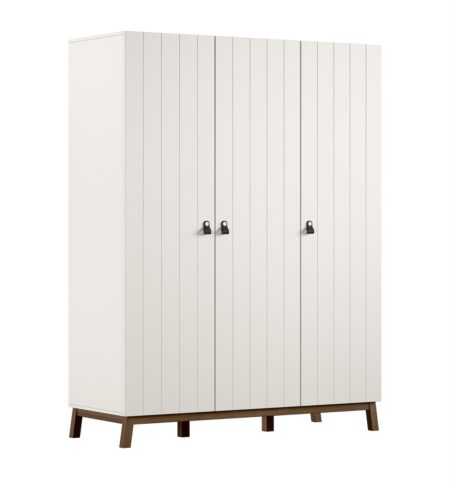 VIPACK - SEZANE 3 DEURS KLEERKAST CLAY/WALNOOT