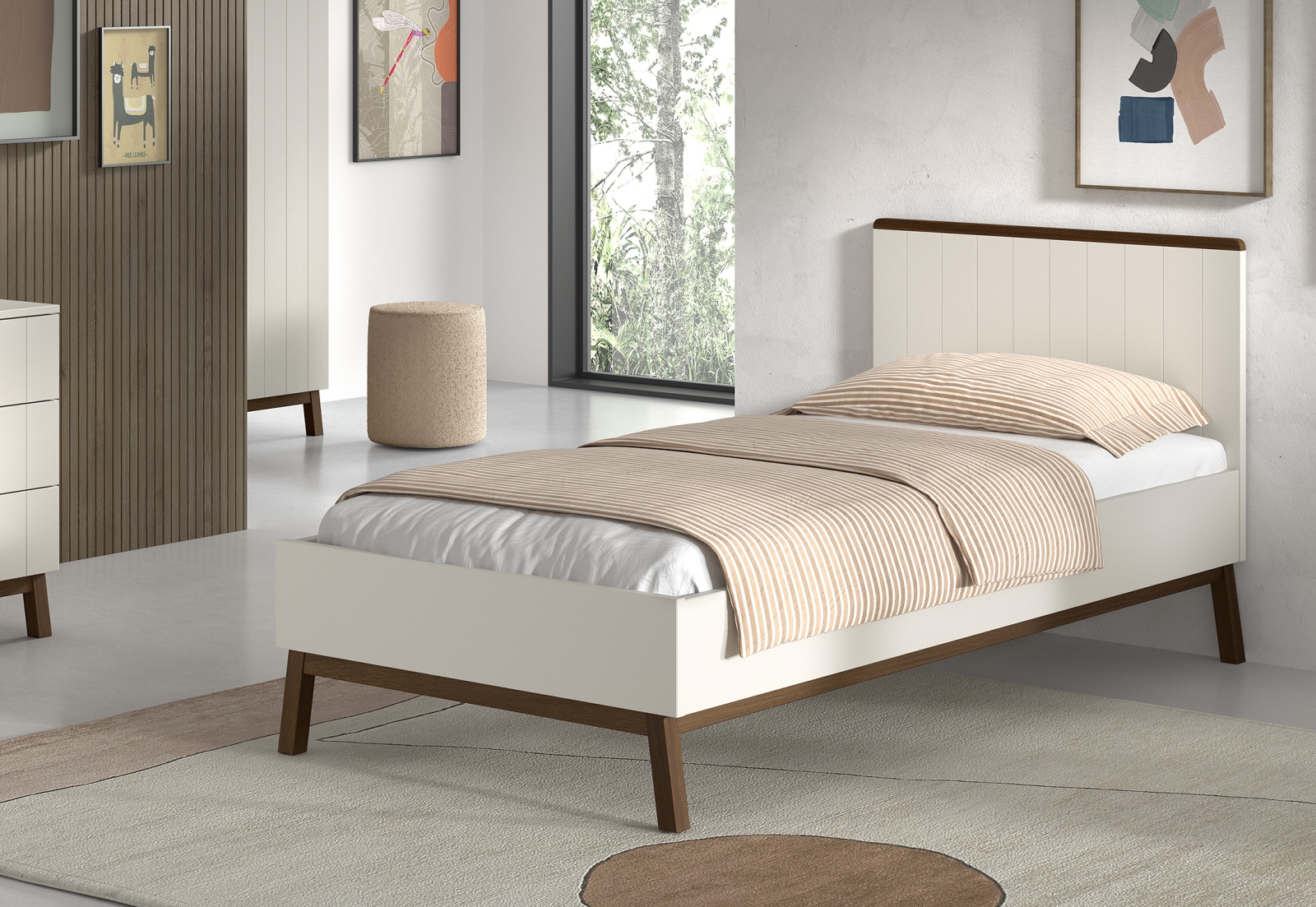 VIPACK - SEZANE BED 90 x 200 cm CLAY/WALNOOT
