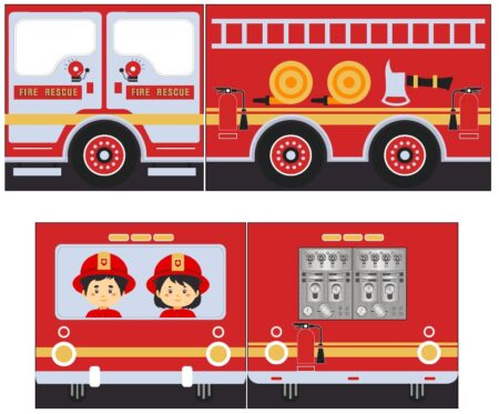 VIPACK - TEXTILES FIRE TRUCK SPEELGORDIJN VOOR HALFHOOGSLAPER PINO/SCOTT