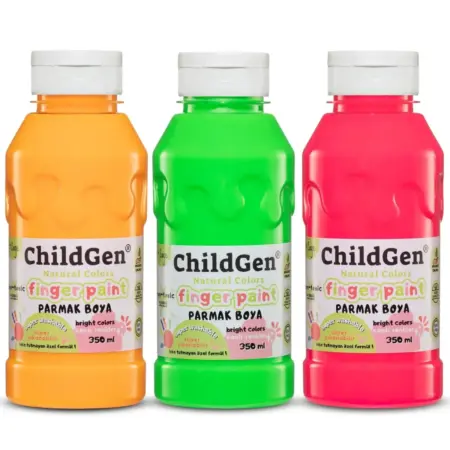 Childgen - Super Washable Finger Paint 350X3 Ml Bottles - Neon Sets - Neon Sets