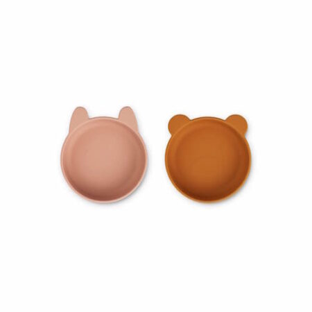 Liewood - Vanessa silicone bowls - 2pack - dark rose/mustard mix